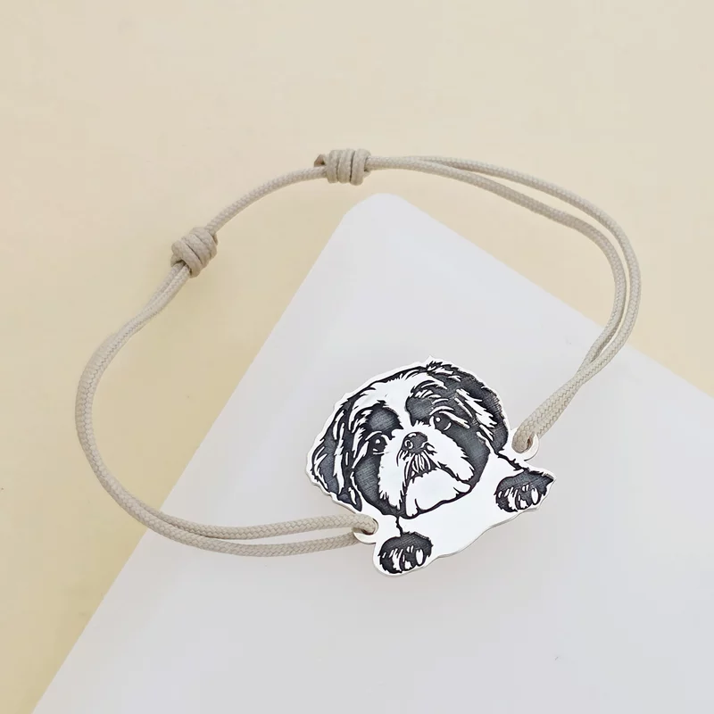 Bratara personalizata - Caine rasa Shih Tzu - Argint 925 - snur reglabil diverse culori picture - 5