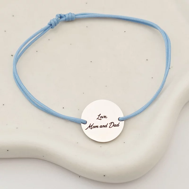 Bratara personalizata cu banut 15 mm si snur reglabil - Otel Inoxidabil 316L picture - 4