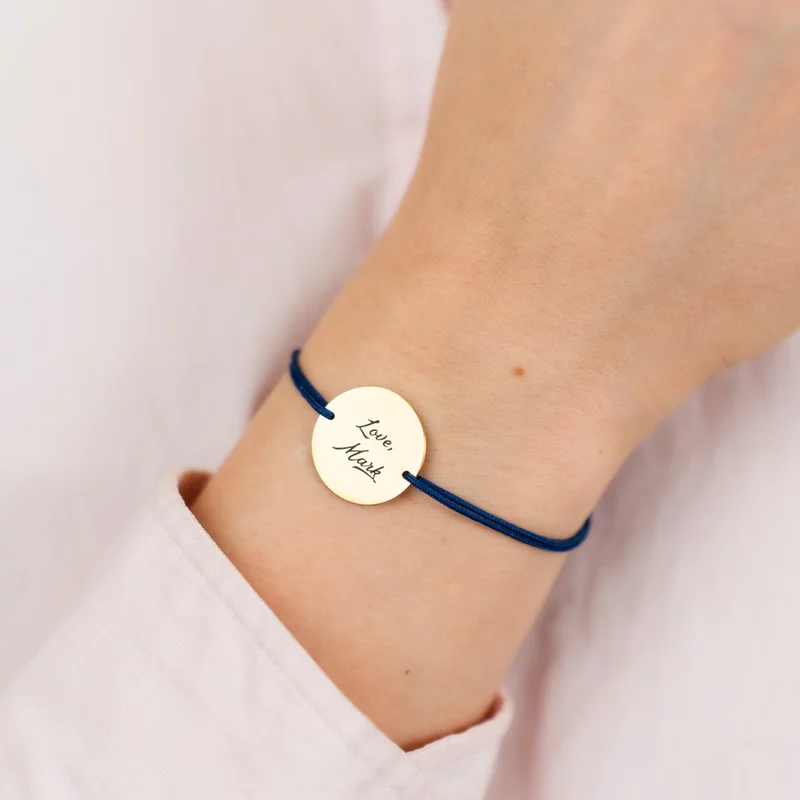 Bratara personalizata cu banut 18 mm si snur reglabil - Otel Inoxidabil 316L picture - 2