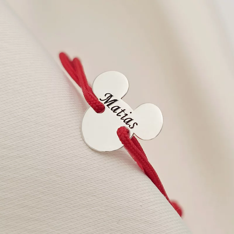 Bratara personalizata cu nume - Forma Soricel - Argint 925 - snur reglabil picture - 3