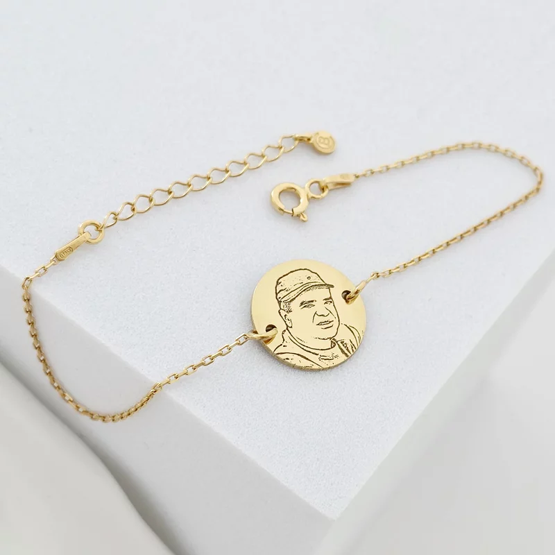 Bratara personalizata cu poza - Amintiri clădite - Banut 15 mm cu lantisor - Argint 925 placat cu Aur Galben 18K picture - 3