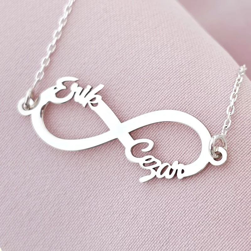 Bratara personalizata - Infinit cu 2 nume decupate - cu lantisor - Argint 925 picture - 3