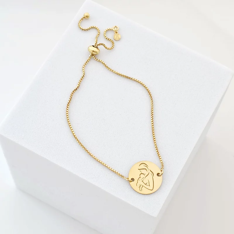 Bratara personalizata - Proaspata Mamica - Argint 925 placat cu Aur Galben 18K - Lantisor glisant ajustabil picture - 3