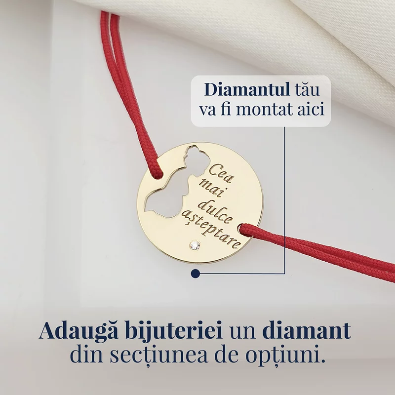 Bratara personalizata - Viitoare Mamica - Argint 925 placat cu aur Aur Galben 18K, snur reglabil - diverse culori picture - 3