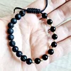 Bratara pietre semipretioase - Lava&Onix si 10 bilute de 3 mm din Aur 14K - Snur negru rezistent si reglabil