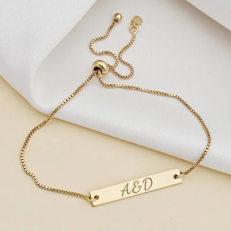 Bratara Placuta cu Nume - Argint 925 placat cu Aur Galben 18K picture - 3