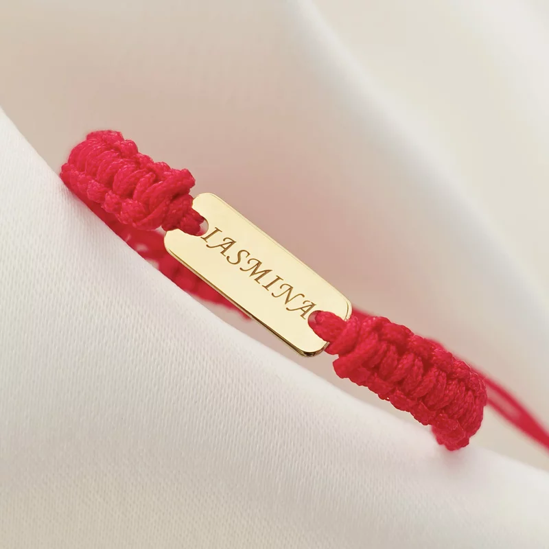 Bratara Placuta cu nume - Bebe - Argint 925 placat cu Aur Galben 18K, snur rosu impletit picture - 3