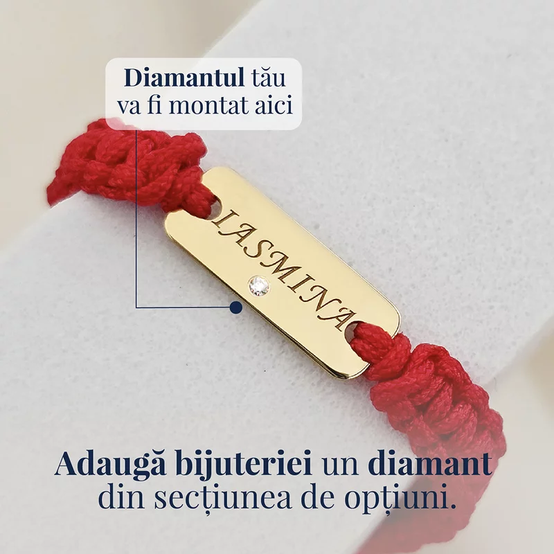 Bratara Placuta cu nume - Bebe - Argint 925 placat cu Aur Galben 18K, snur rosu impletit picture - 3