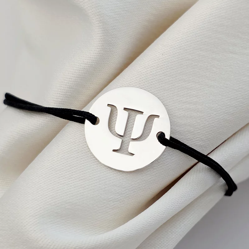 Bratara PSI - Simbol Psihologie - decupat - Argint 925, snur negru picture - 1