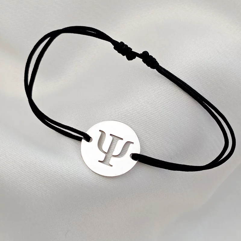 Bratara PSI - Simbol Psihologie - decupat - Argint 925, snur negru picture - 2