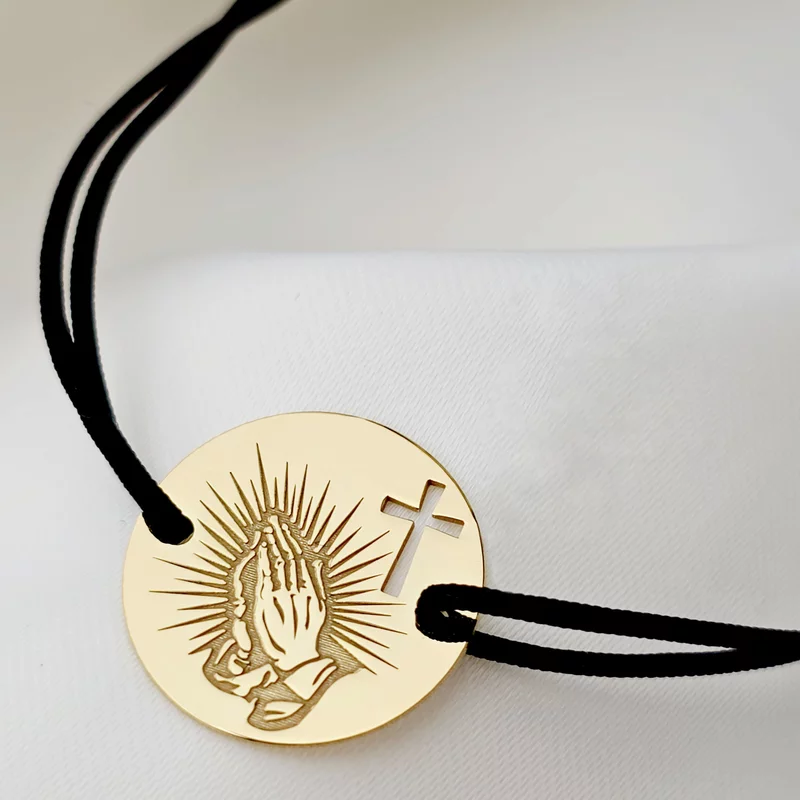 Bratara Raza Credinței - Bijuterie cu Har - Argint 925 placat cu Aur Galben 18K - Snur reglabil picture - 3