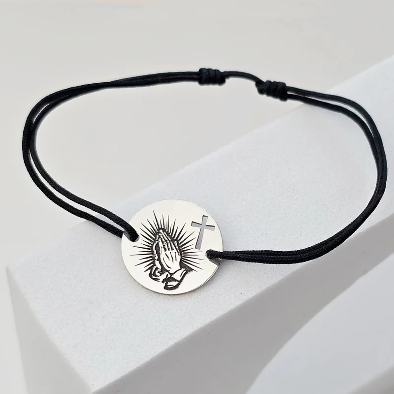 Bratara Raza Credinței - Bijuterie cu Har - Banut 15 mm - Argint 925 - Snur reglabil picture - 4