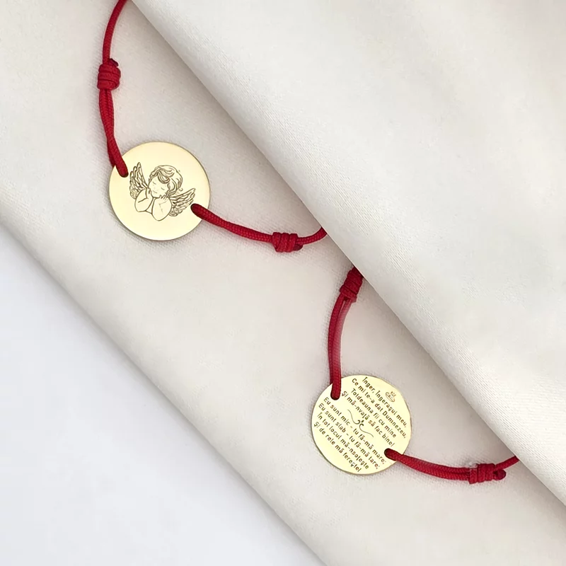 Bratara Rugaciune Ingerasul meu - Bijuterie cu Har - Argint 925 placat cu Aur Galben 18K - Snur reglabil picture - 7