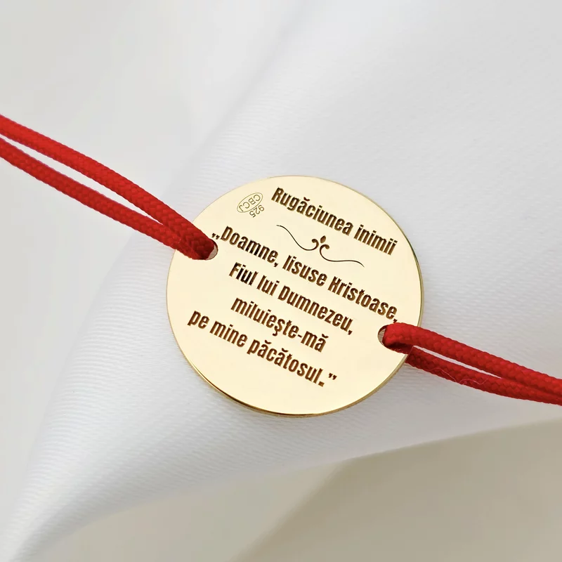 Bratara Rugaciunea Inimii - Bijuterie cu Har - Argint 925 placat cu Aur Galben 18K - Snur reglabil picture - 2