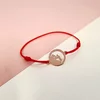 Bratara simbol - Banut 12 mm cu semiluna si stelute  - Aur Roz 14 K - Snur reglabil