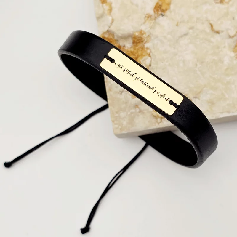 Bratara Sotul si Taticul Perfect - Argint 925 placat cu Aur 18k, piele picture - 2