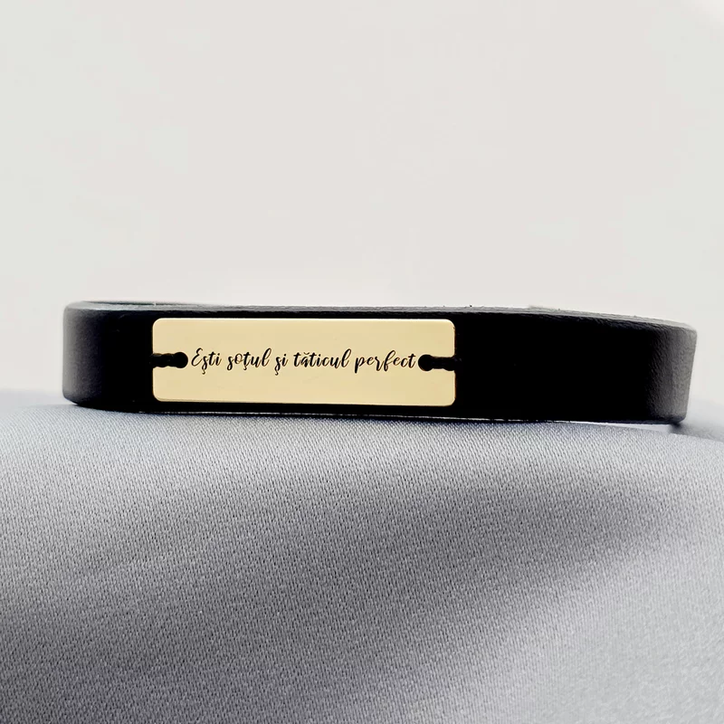 Bratara Sotul si Taticul Perfect - Argint 925 placat cu Aur 18k, piele picture - 3