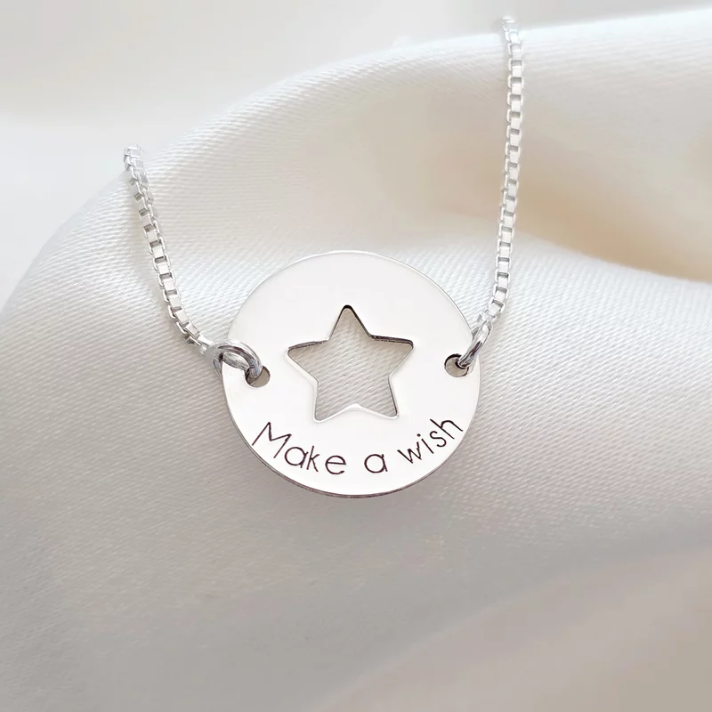 Bratara banut cu stea decupata - Make a wish - Lantisor glisant ajustabil - Argint 925