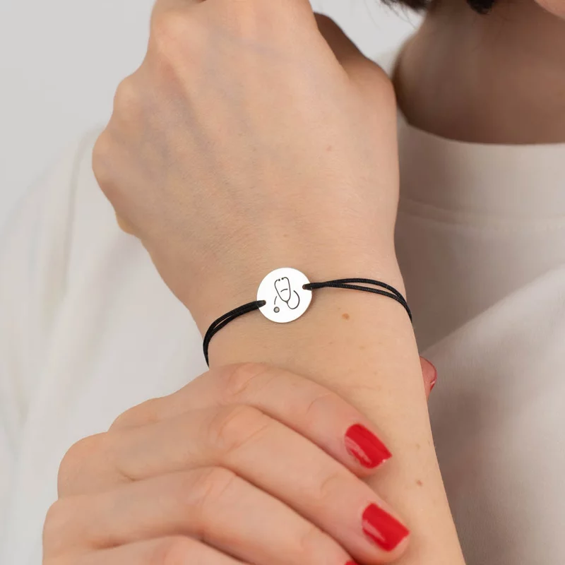 Bratara Stetoscop - Argint 925, snur negru reglabil picture - 2