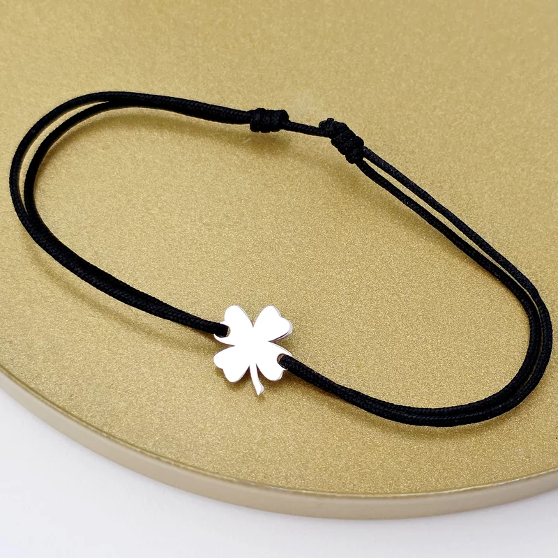 Bratara - Trifoi cu 4 foi - Aur Alb 14K - snur reglabil picture - 2