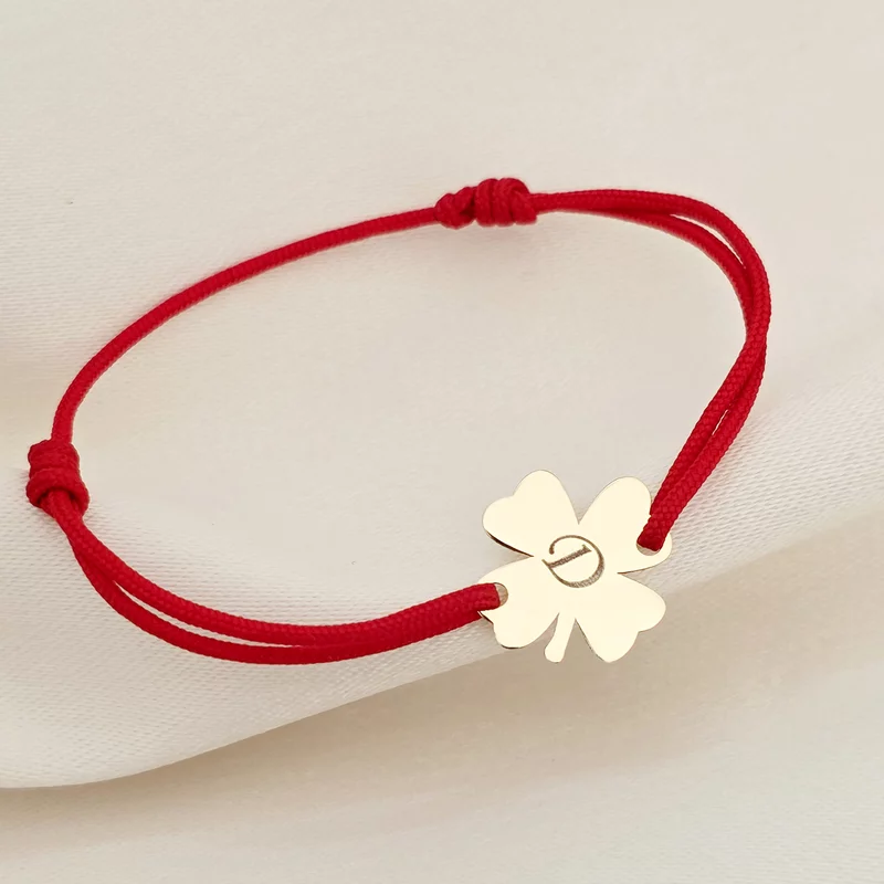 Bratara - Trifoi cu 4 foi - Aur Galben 14K - snur reglabil picture - 4