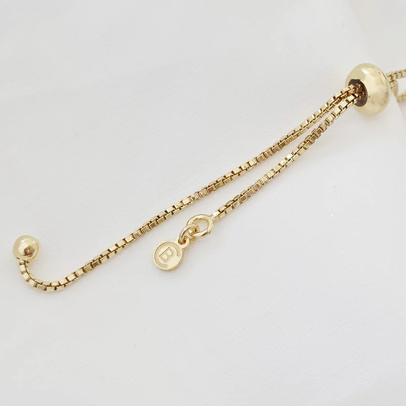 Brățara Trifoi cu Zambete – Initiala personalizata - Pandantiv si lant glisant din Argint 925 placat cu Aur Galben 18K - Email verde & Cristal Swarovski picture - 5