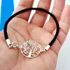 Bratara unisex - Copacul Vietii - Personalizata cu 3 initiale - Argint 925 - piele impletita