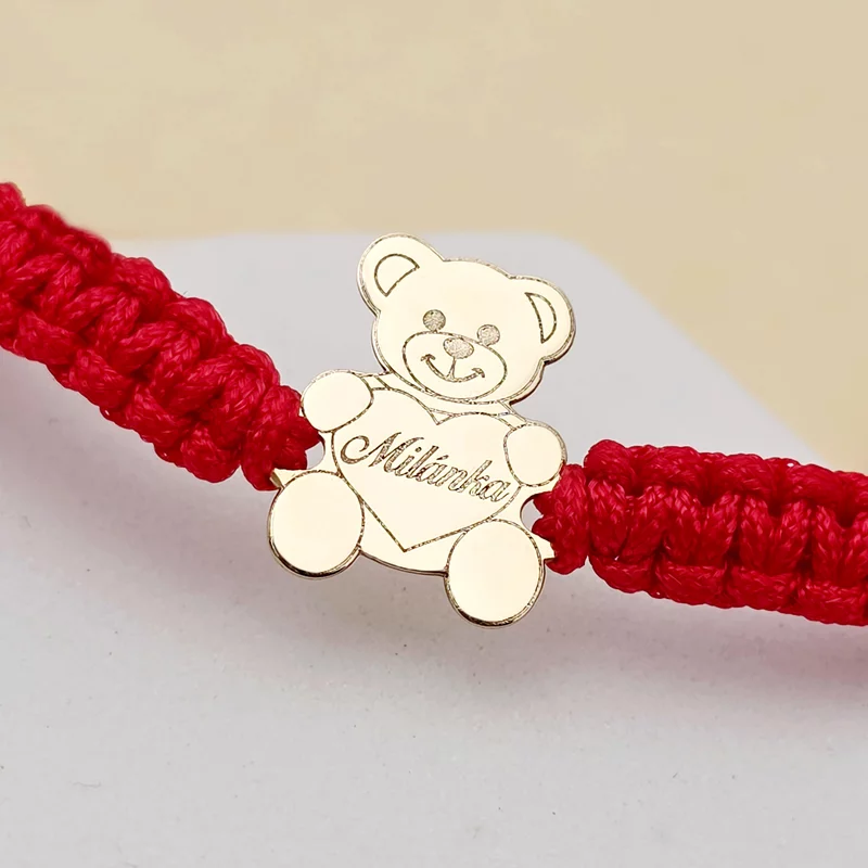 Bratara Ursulet - Nume personalizat - Snur impletit - Aur Galben 14K picture - 1