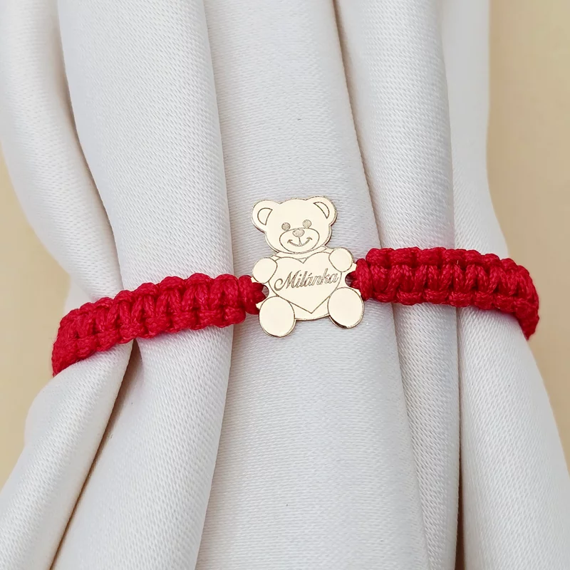 Bratara Ursulet - Nume personalizat - Snur impletit - Aur Galben 14K picture - 3