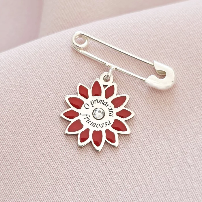 Brosa Ac de siguranta - Floare de Primavara – Argint 925 - Cristal Swarovski