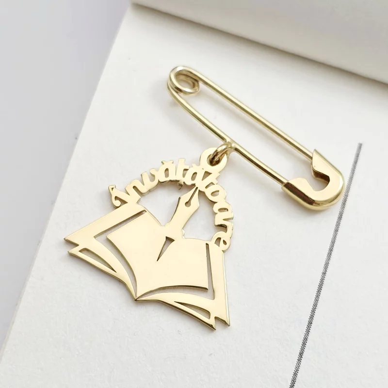 Brosa Ac de siguranta - Pandantiv Carte Invatatoare –  Argint 925 placat cu Aur Galben 18K picture - 3