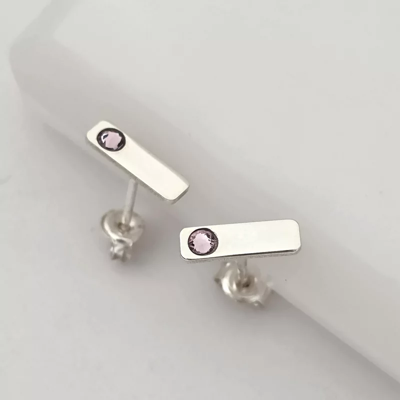 Cercei bara dreptungiulara - Cristal Swarovski - Argint 925 - inchidere surub picture - 3