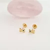 Cercei bebe/fetite cu Diamant naturat albastru - Model fundite - Aur Galben 14K - Inchizatoare sigura si confortabila cu filet