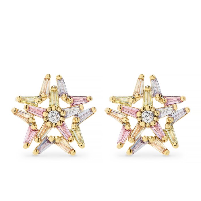 Cercei – Colorful Star – Placati cu Aur 18K 18K