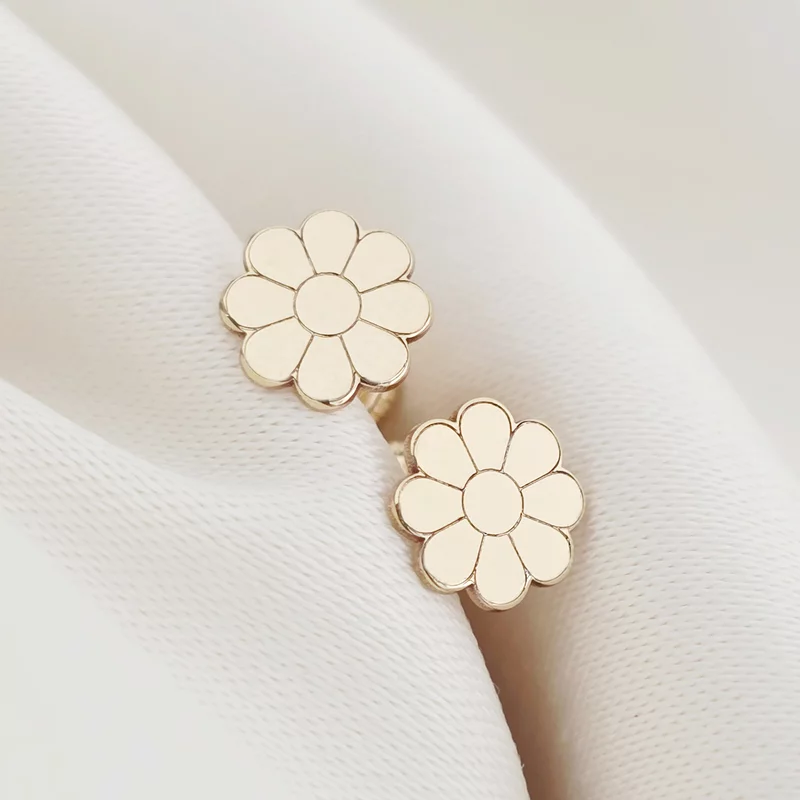 Cercei copii/bebe - Model floare - Aur Galben 9K - Inchizatoare sigura si confortabila cu filet picture - 5