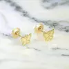Cercei copii/bebe - Model fluture - Aur Galben 14K - Inchizatoare sigura si confortabila cu filet