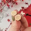 Cercei Craciun - Model Hexagon - Fulg de zapada - Argint 925 placat cu Aur roz de 14 K - inchidere surub
