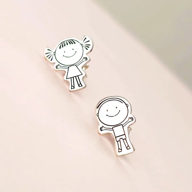 Cercei Fetita si Baiat siluete - Argint 925 picture - 4