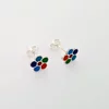 Cercei Floare multicolora - Decorati cu email - Argint 925 - Inchidere surub