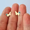 Cercei fluture - model simplu cu cristal Swarovski - Aur Galben 14K - inchidere surub