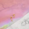 Cercei frunza - Aur Galben 14K - inchidere surub