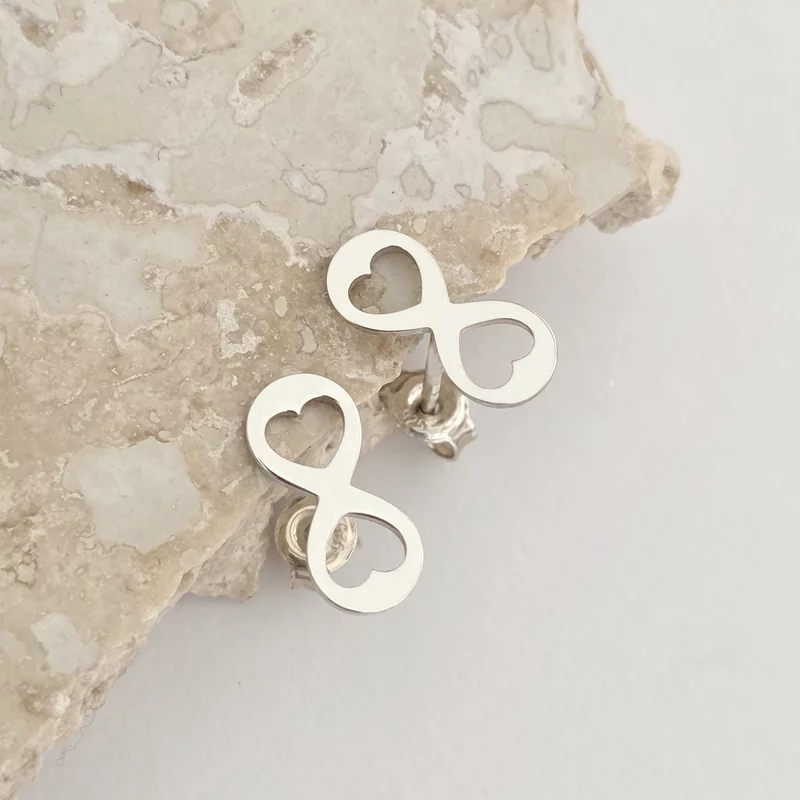 Cercei infinit cu inimioare decupate - Argint 925 - inchidere surub picture - 3