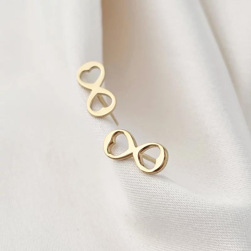 Cercei infinit cu inimioare decupate - Argint 925 placat cu Aur Galben 18K - inchidere surub picture - 3