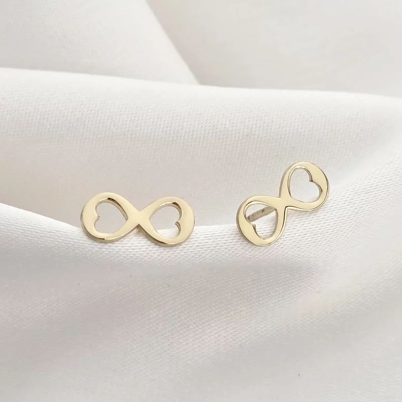 Cercei infinit cu inimioare decupate - Argint 925 placat cu Aur Galben 18K - inchidere surub picture - 4