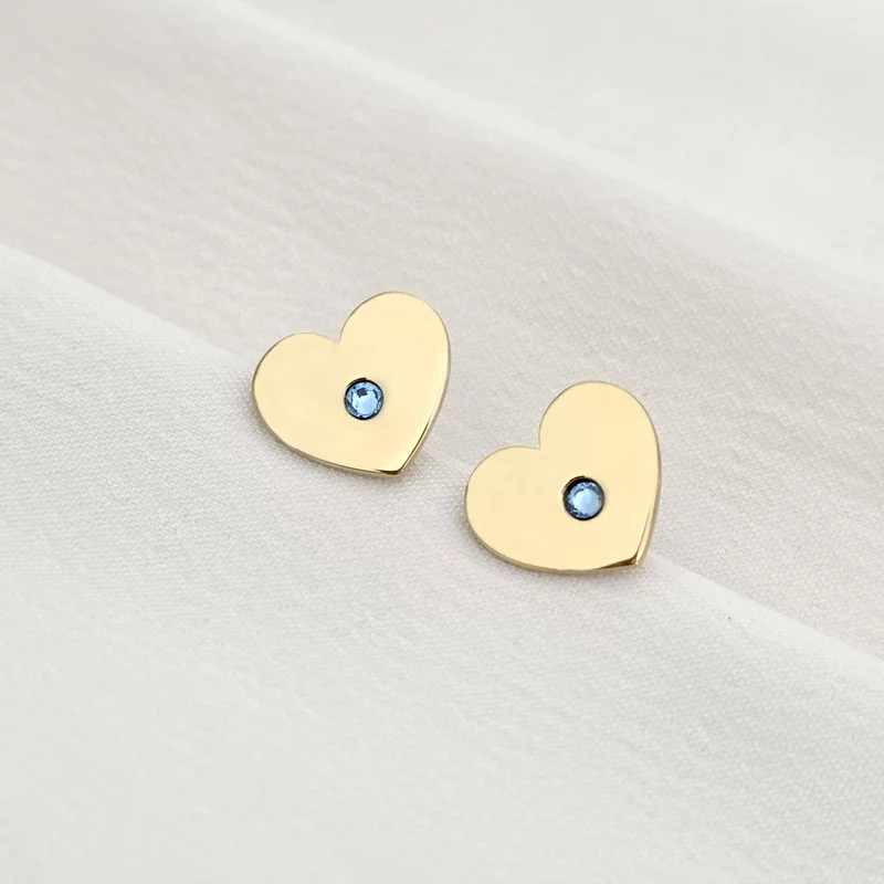 Cercei inima - model cu cristal Swarovski - Argint 925 placat cu Aur Galben 18K - inchidere surub picture - 3