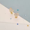 Cercei Inima stralucitoare - Aur Galben 9K decorat cu Zirconii albe - Inchizatoare surub