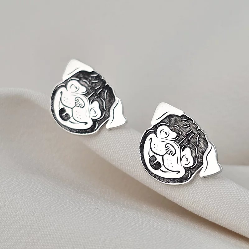 Cercei Pug - Argint 925 - inchidere surub picture - 5