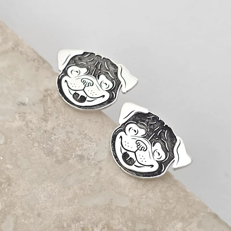 Cercei Pug - Argint 925 - inchidere surub picture - 3