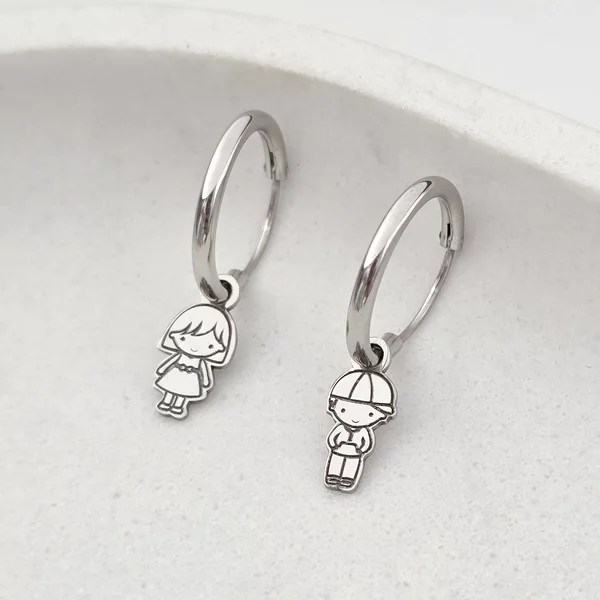 Cercei rotunzi - Hoops cu simboluri personalizate - Argint 925