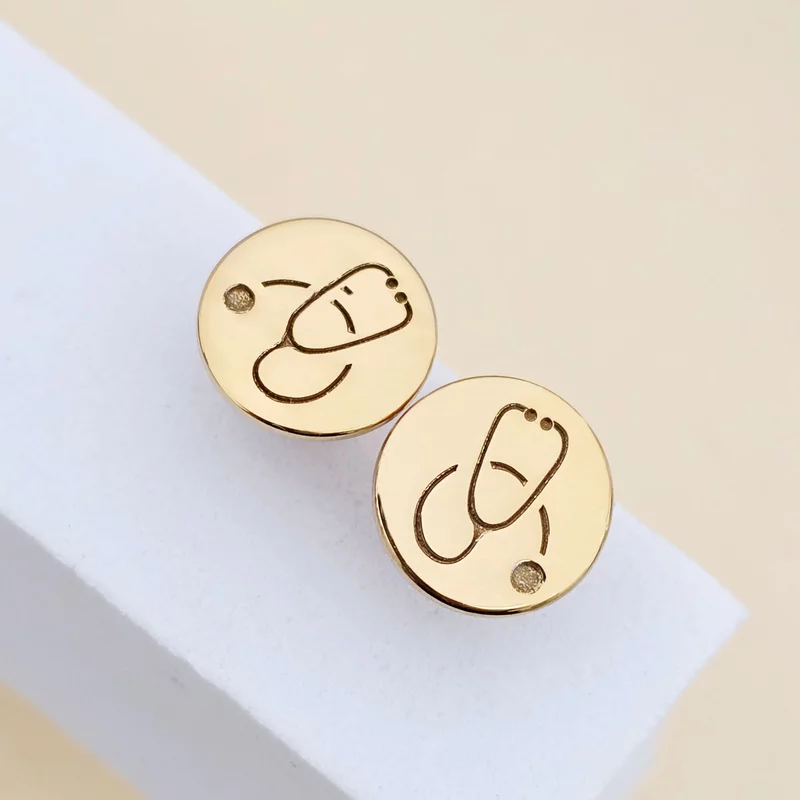 Cercei Stetoscop - Argint 925 placat cu Aur 18 K, surub picture - 3